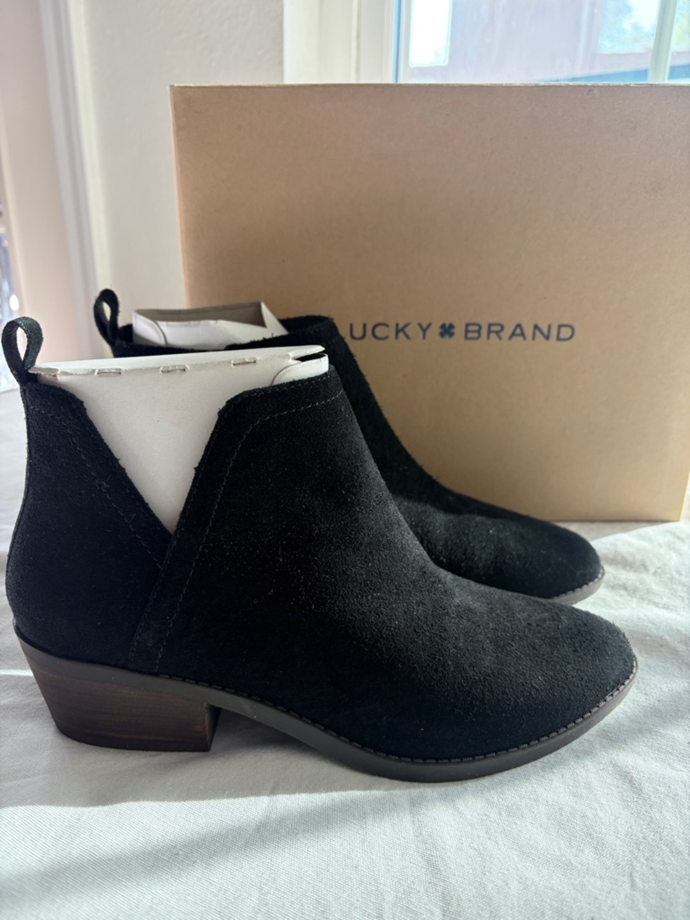 Lucky Brand Black Suede Ankle Boots